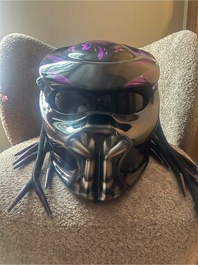 Black and Purple Predator-Style VR/AR Helmet Accessory